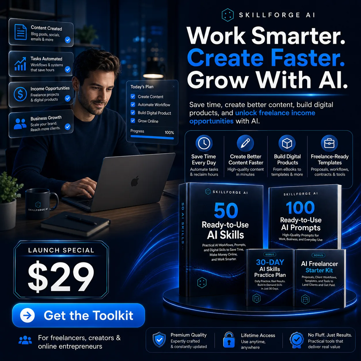 Freelancer using AI to work smarter, create faster, and build digital products